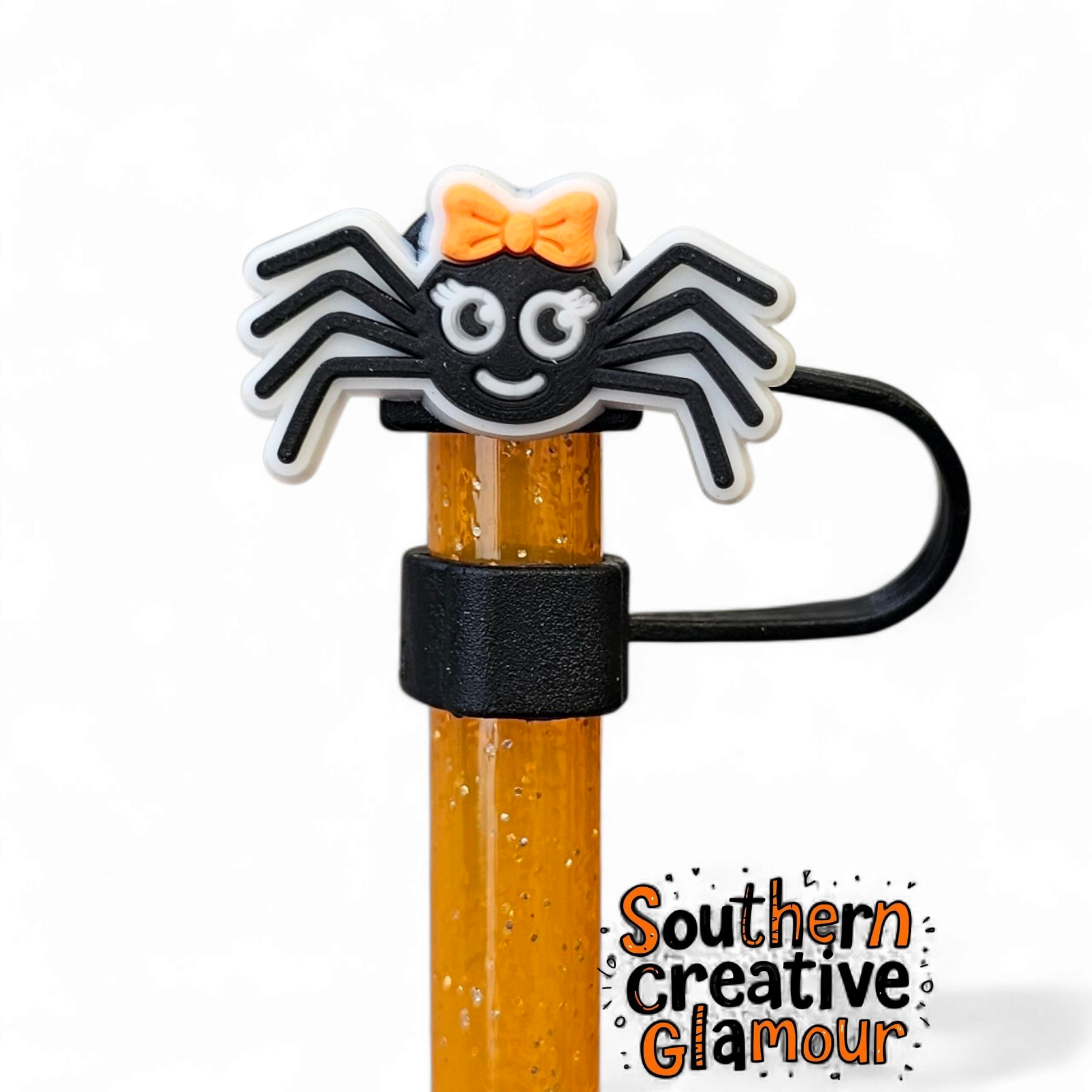 Cute Spider Halloween Silicone 10mm Straw Topper by Southern Creative Glamour 