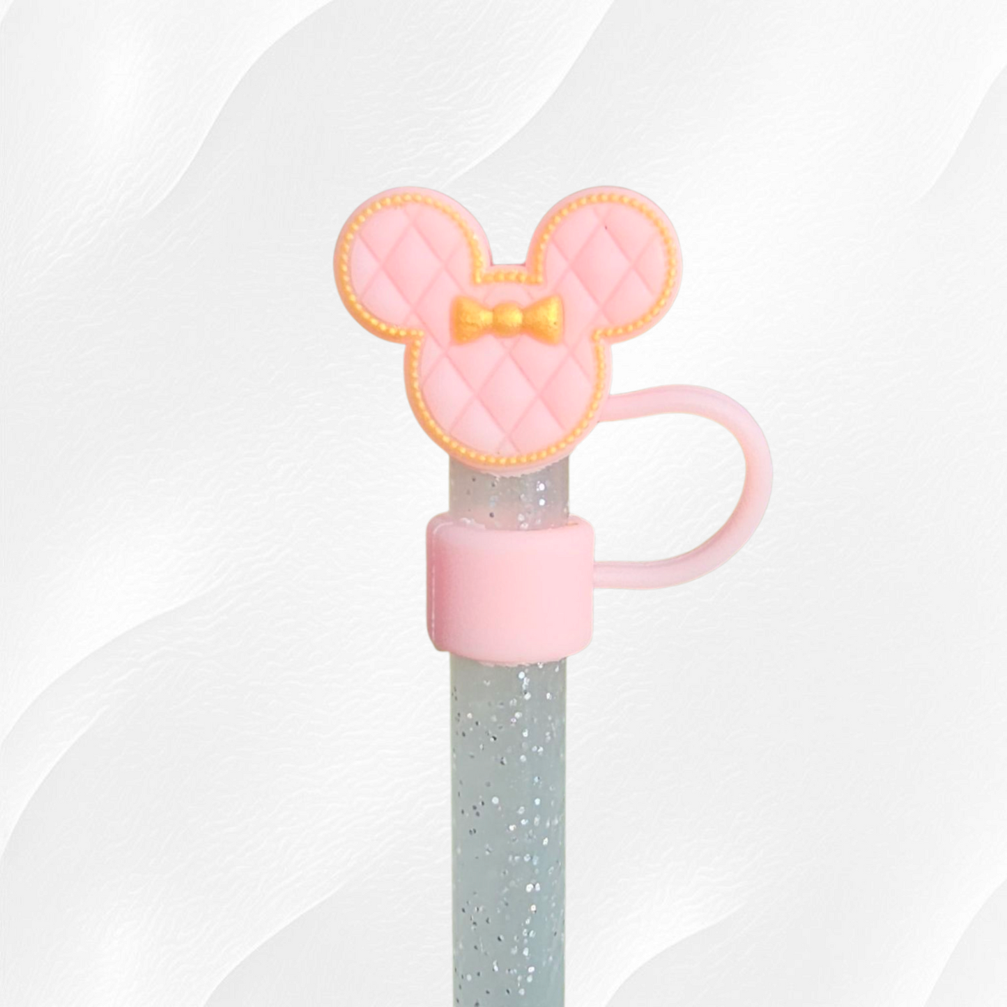 Pink Minnie Mouse Inspired 3D Silicone Straw Topper. 