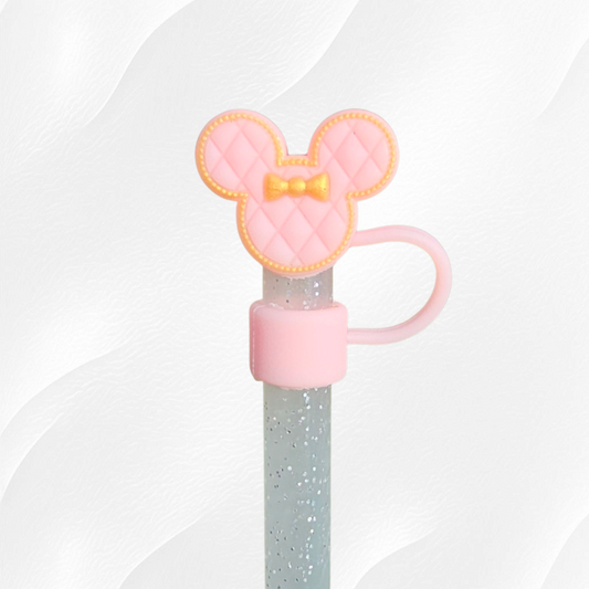 Pink Minnie Mouse Inspired 3D Silicone Straw Topper. 