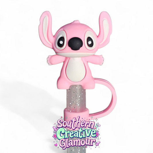 Lilo & Stitch inspired 3D 10mm Straw Topper  - Pink Angel