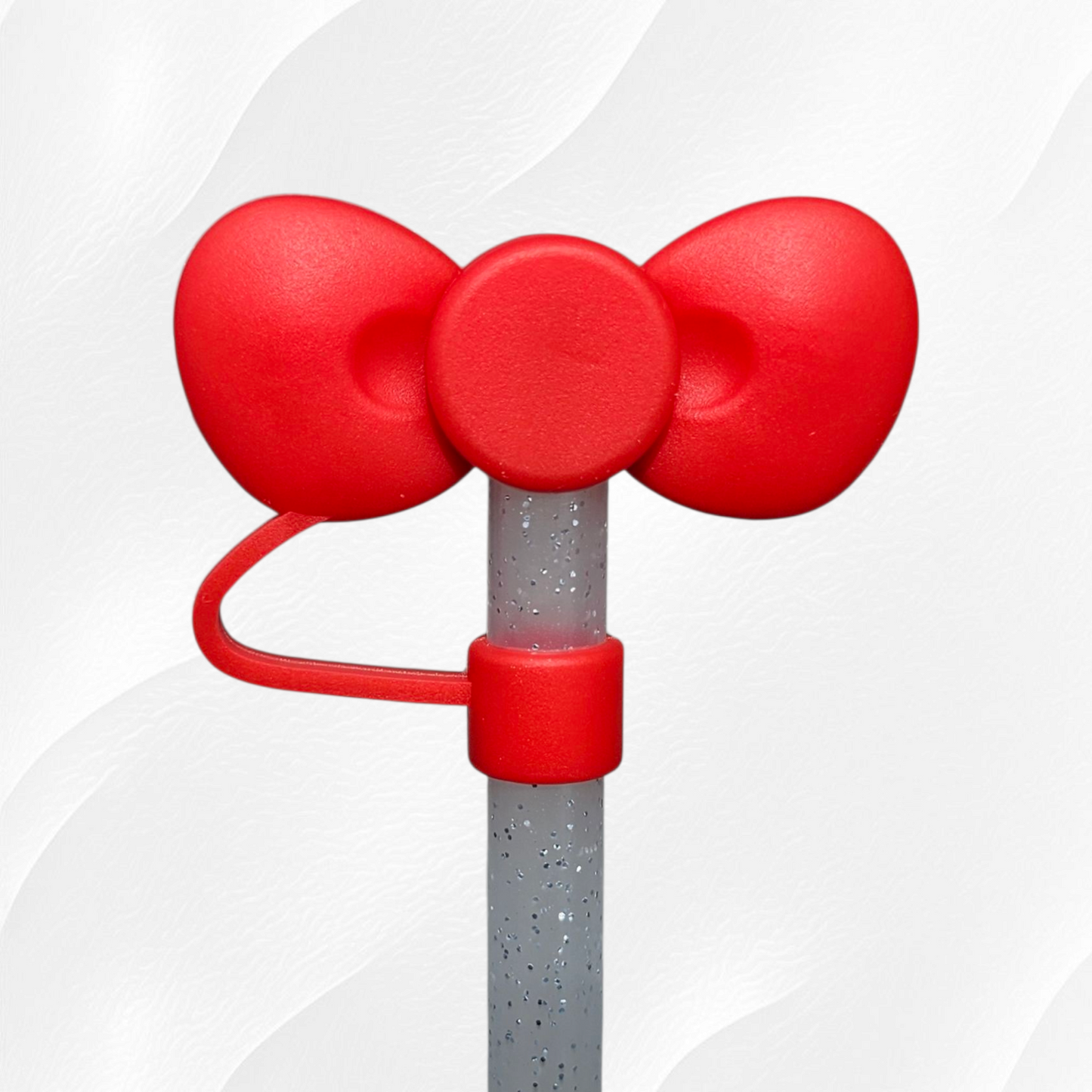 Red Bow Silicone Straw Topper 