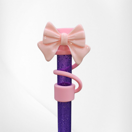Pink Coquette Bow Straw Topper 