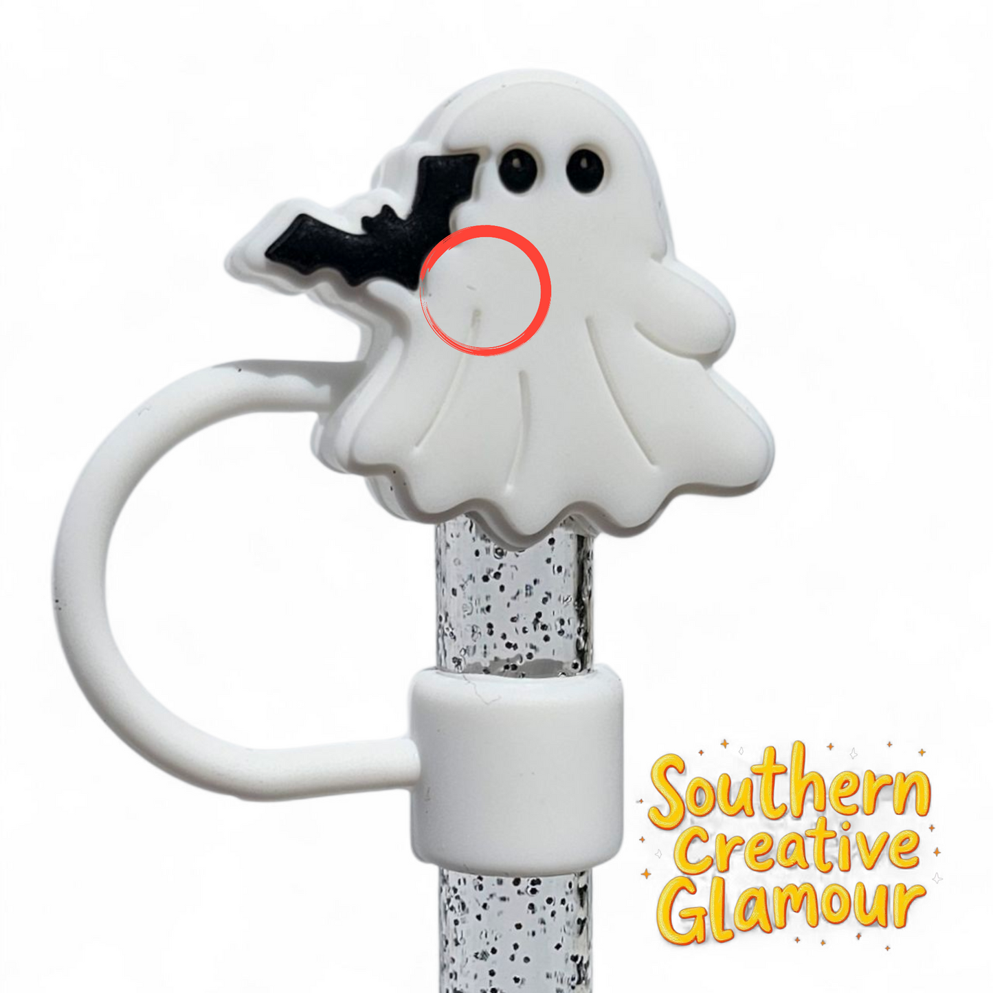 Ghost With Bat 10mm Silicone Straw Topper