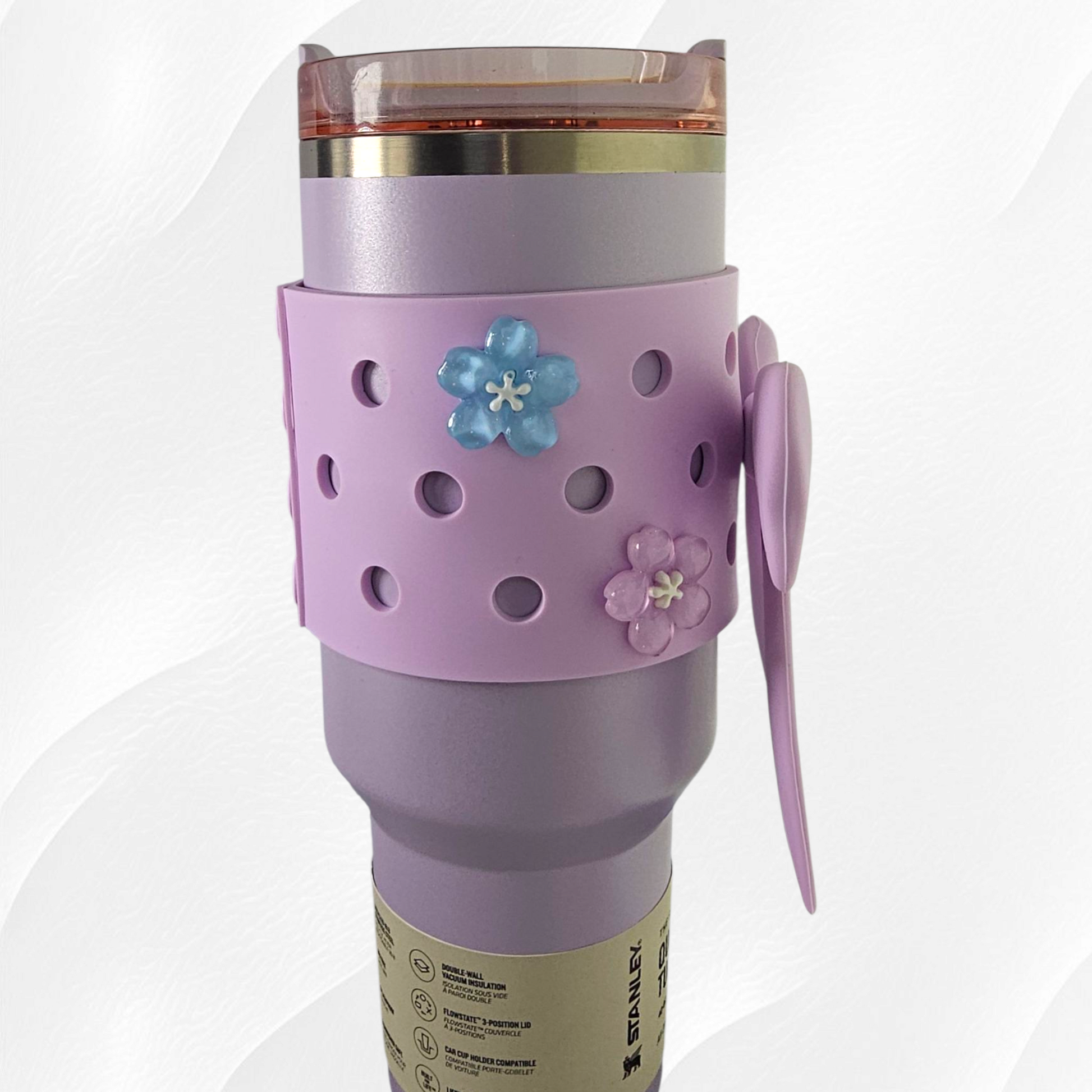 Purple Jumbo Princess Bow Cup Silicone Sleeve. 