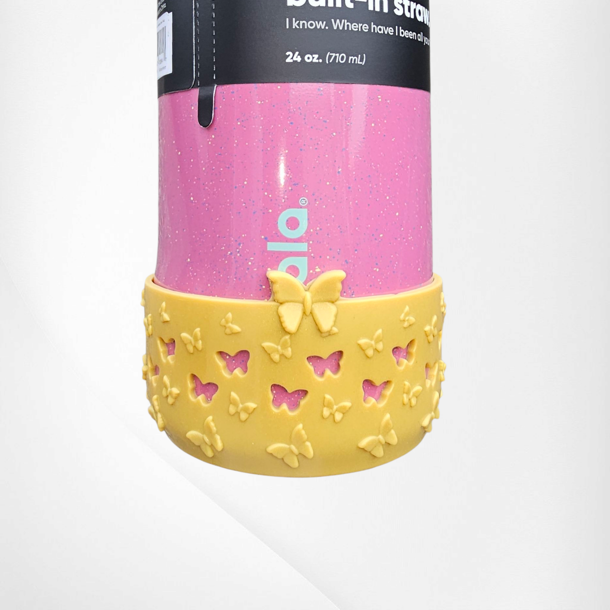 Gold Shimmer 3D Butterfly Silicone Tumbler Boot