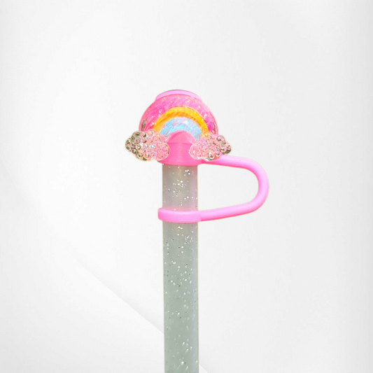 Bling Rainbow Silicone Straw Topper
