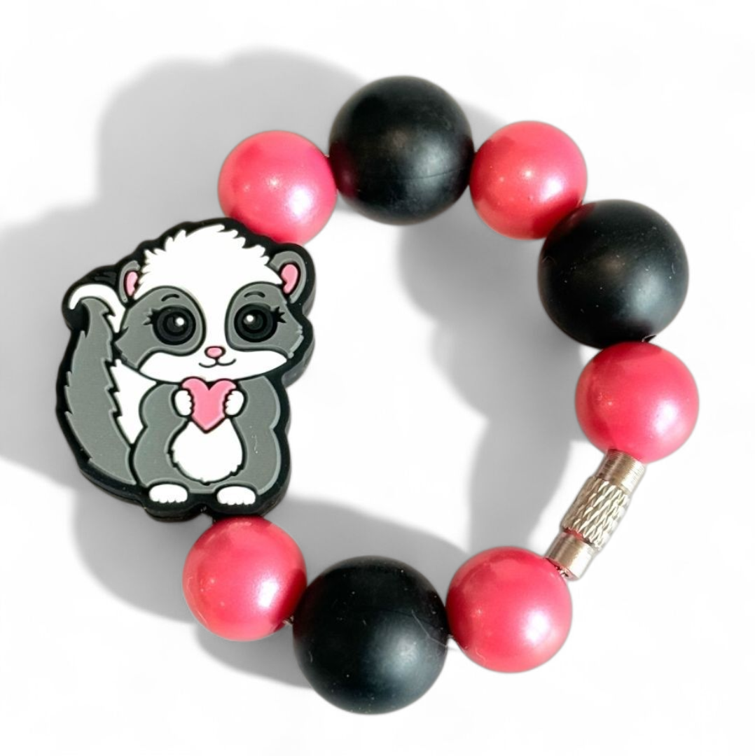 Red Lovey Skunk Bracelet - Tumbler Handle Charm