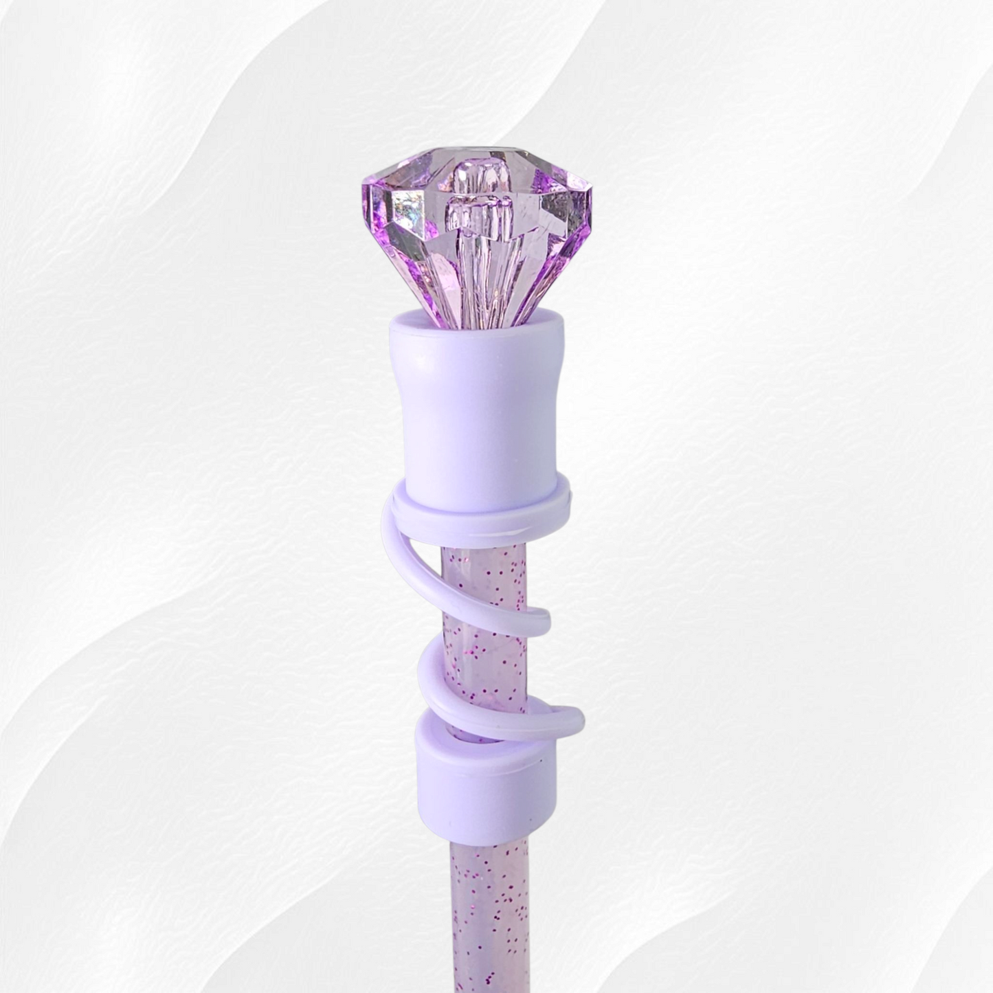 Purple Diamond 3D Silicone Straw Topper. 