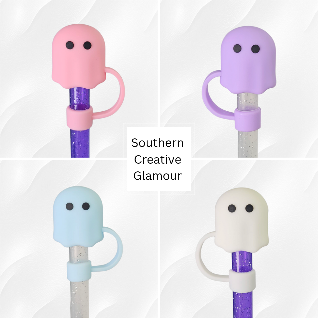 Boo Ghost 3D Silicone Straw Toppers