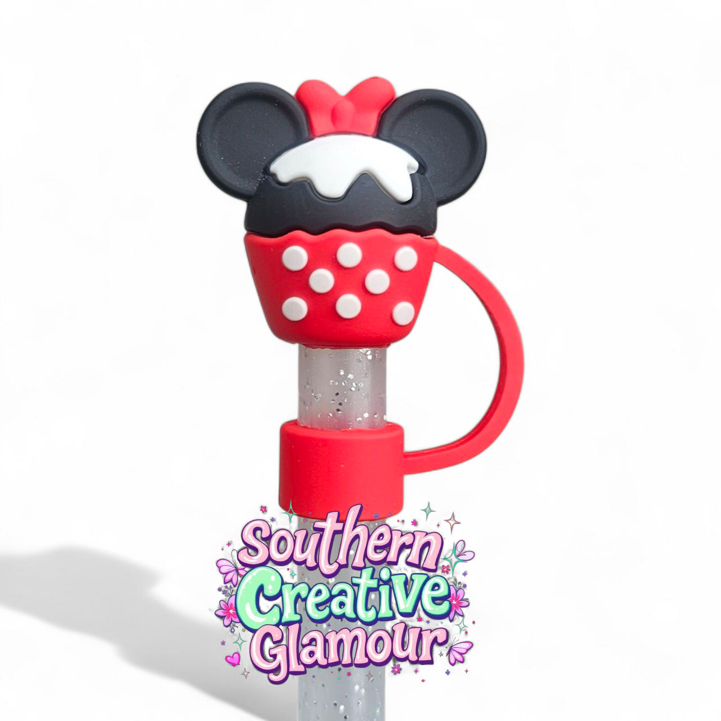 3D Happy Birthday Minnie Mouse Cupcake 10mm Straw Topper