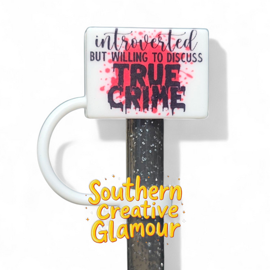 Black, white, and red blood splatter true crime 3D Silicone Straw Topper by Southern Creative Glamour 