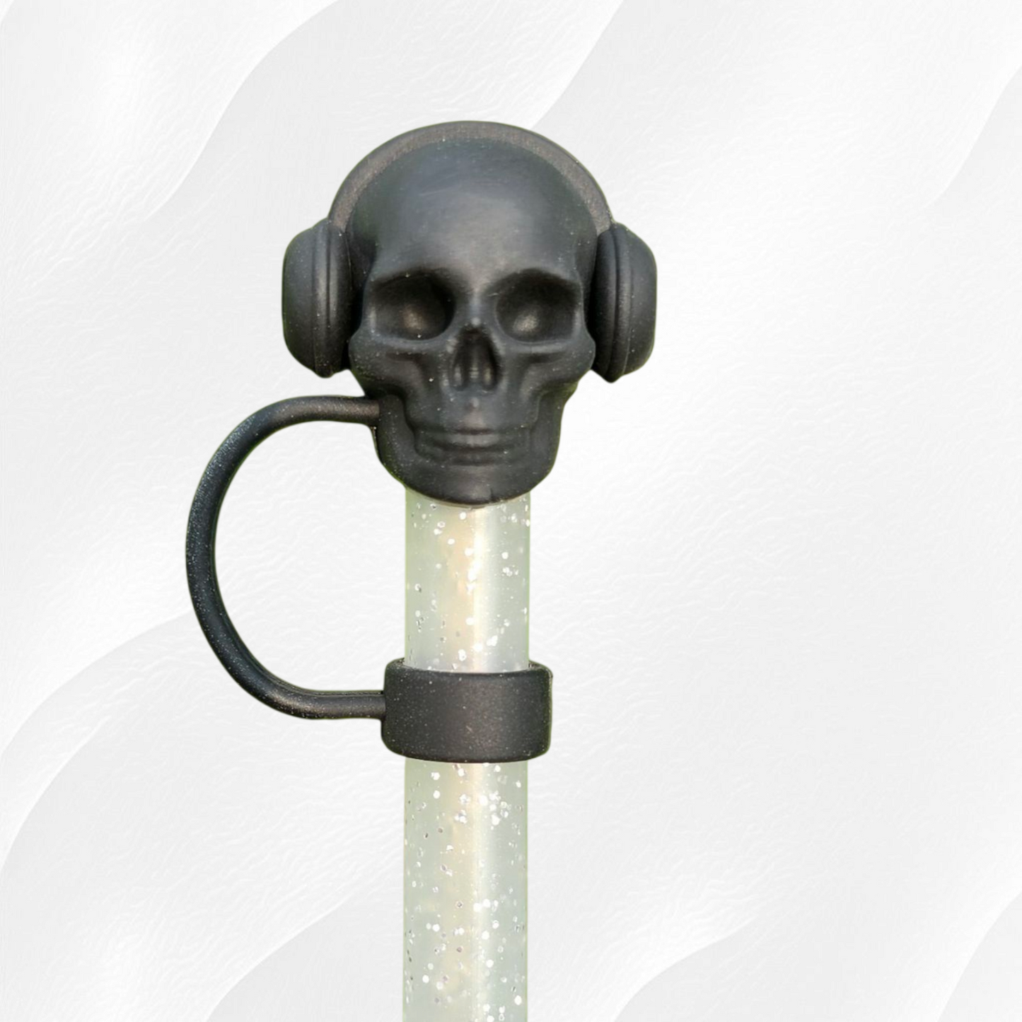 Cool Halloween Skull 3D Silicone Straw Toppers