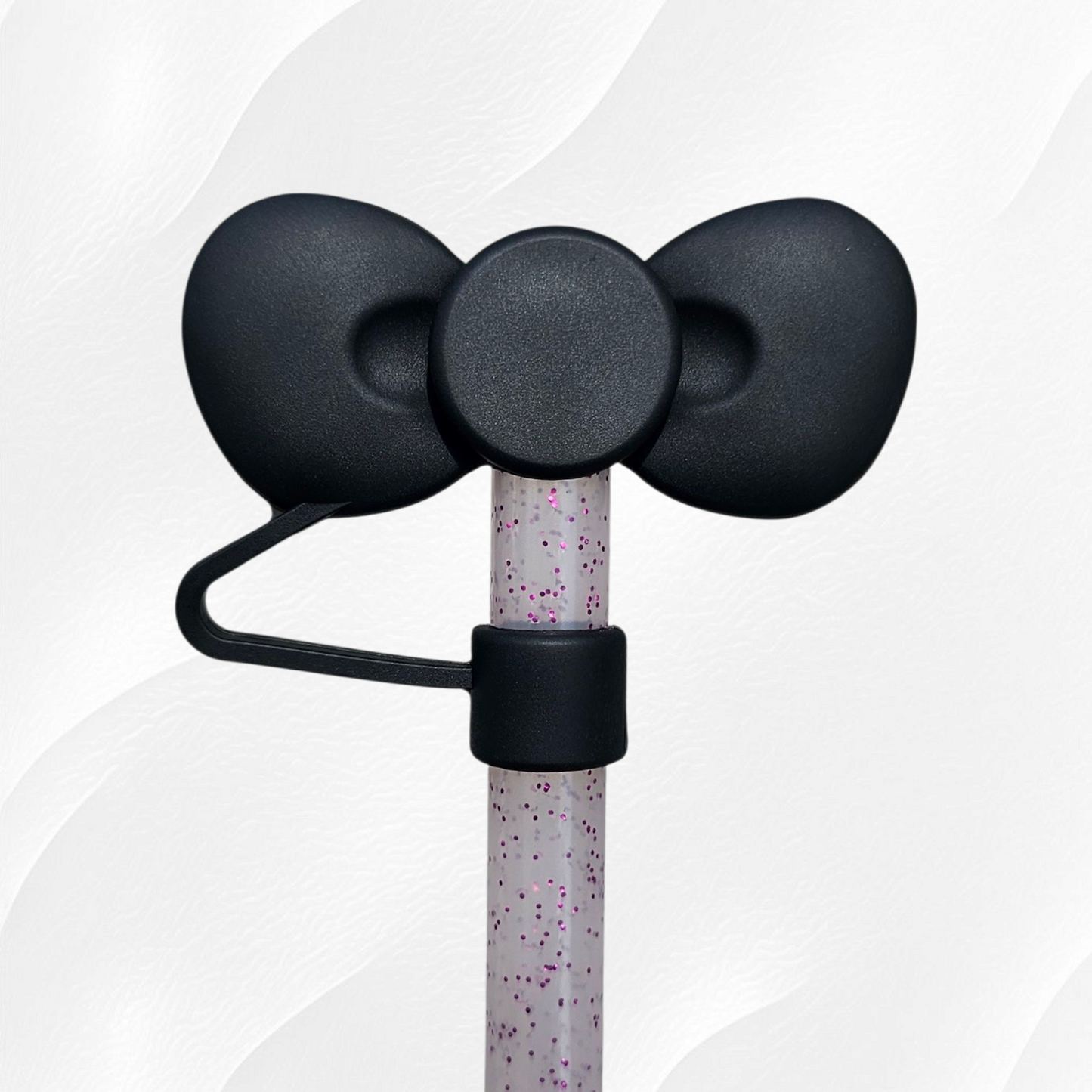 Black Bow Silicone Straw Topper 