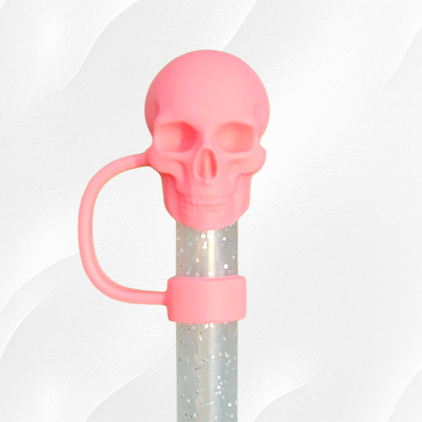 Neon Halloween Skull 3D Silicone Straw Toppers
