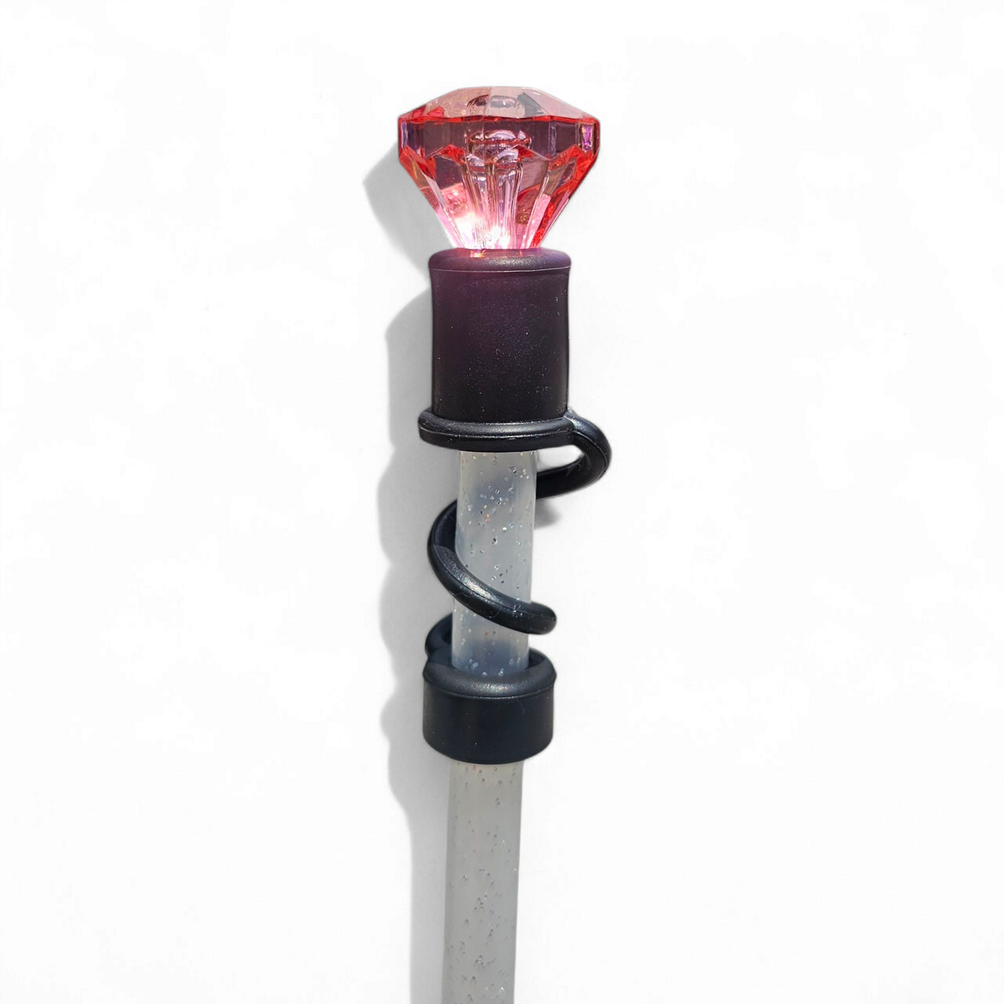 Pink Diamond  | Black Silicone 10mm Straw Topper Base 