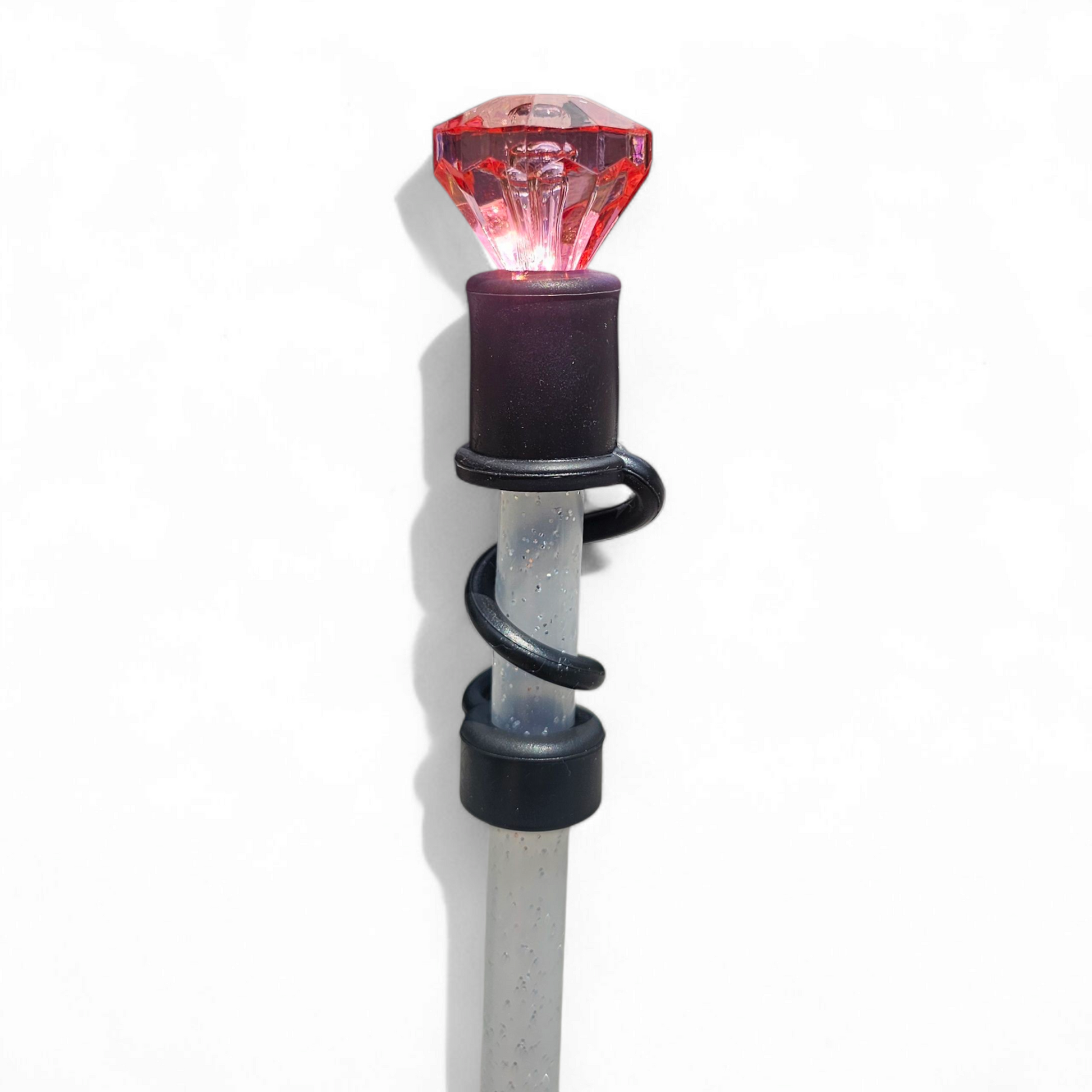 Pink Diamond  | Black Silicone 10mm Straw Topper Base 