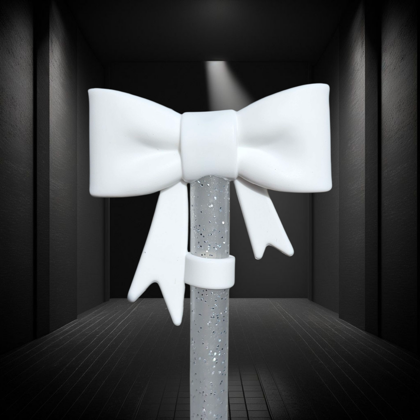 White Princess Bow 3D Silicone Straw Topper 