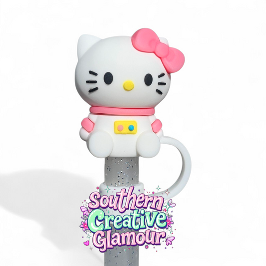3D Hello Kitty inspired 10mm Straw Topper - Pink
