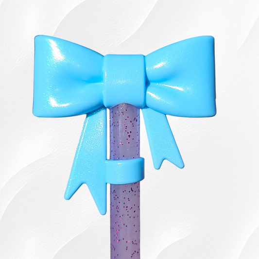 Princess BOW 3D Silicone Straw Topper  - Splash Blue Shimmer