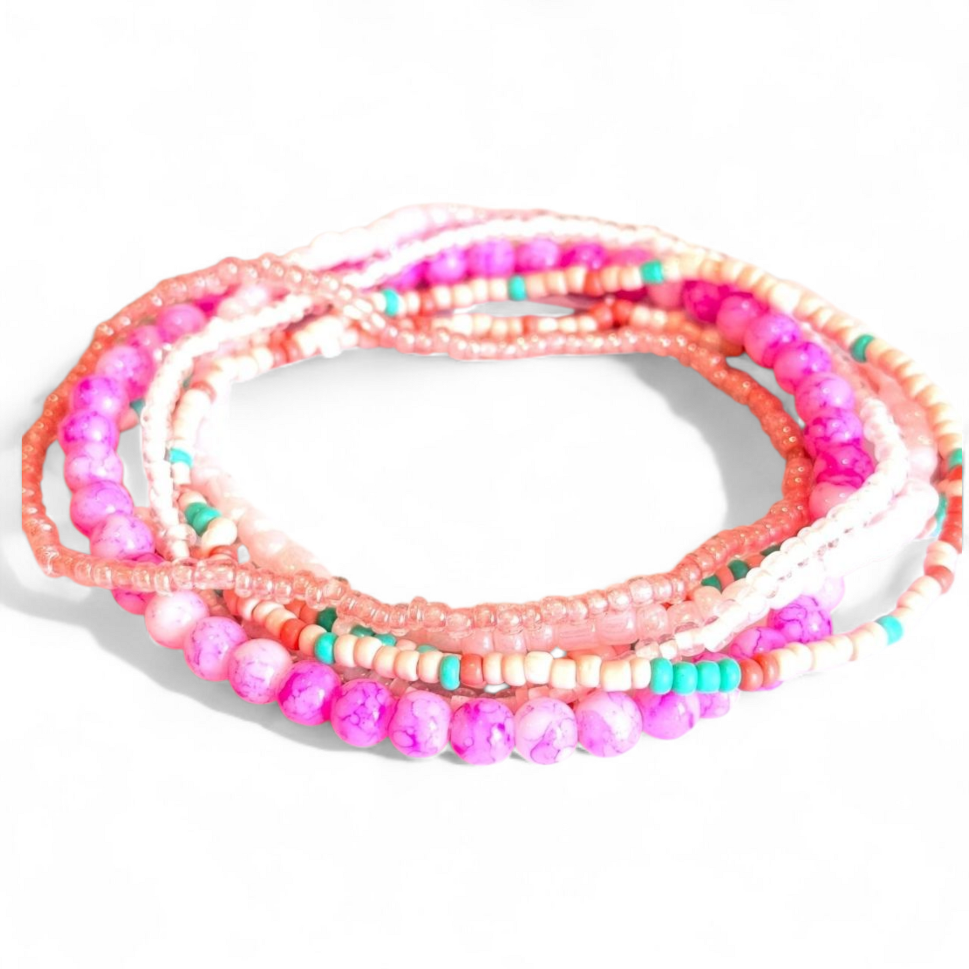 Pink Coral Coast Tumbler Bracelet Stack