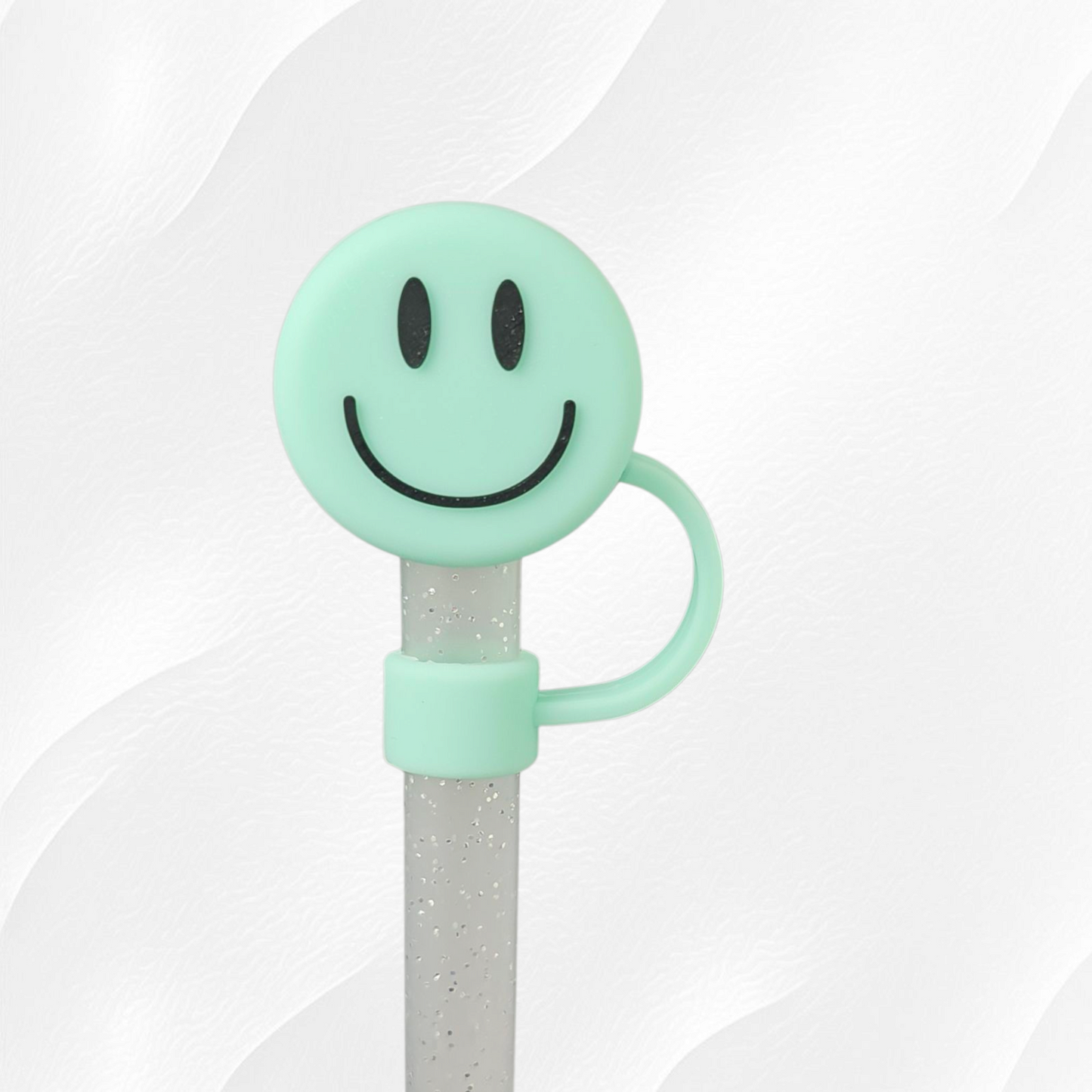 Smiley Face 3D Silicone Straw Topper  - Hot Pink