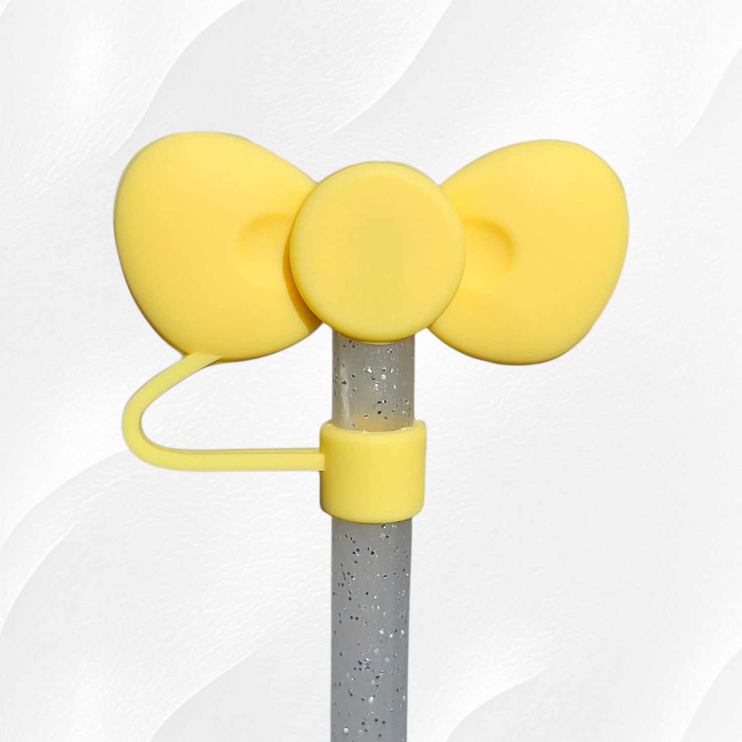 Yellow Bow Silicone Straw Topper 