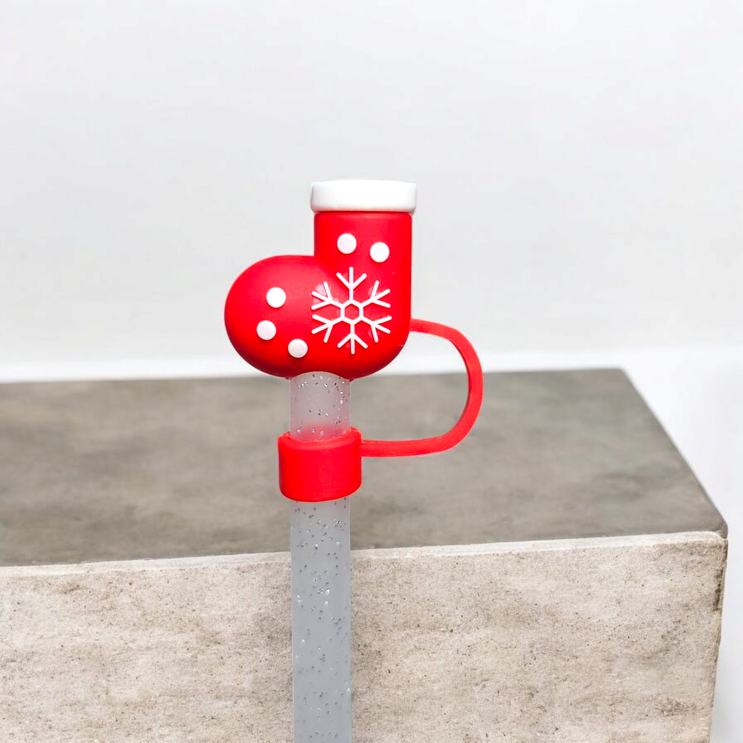 Red Christmas Santa Hat 3D Silicone Straw Topper