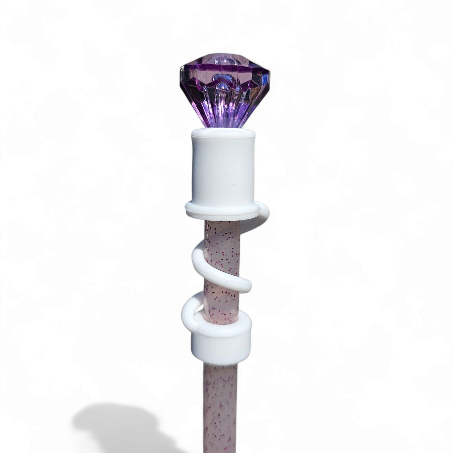 Purple  Straw Topper with White Silicone Straw Topper Base. 