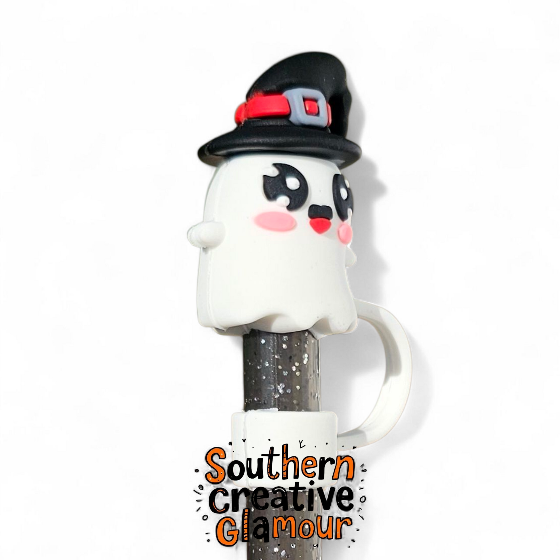 3D Witchy Ghost 10mm Straw Topper by Southern Creative Glamour 