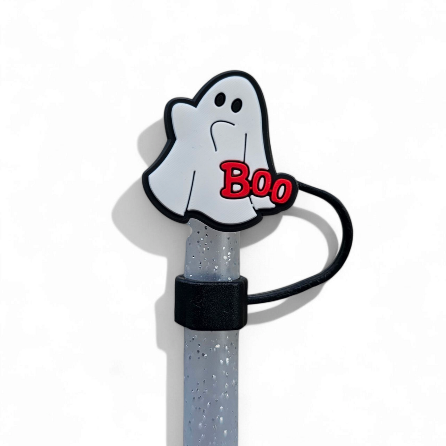 Ghost Halloween Silicone 10mm Straw Topper 