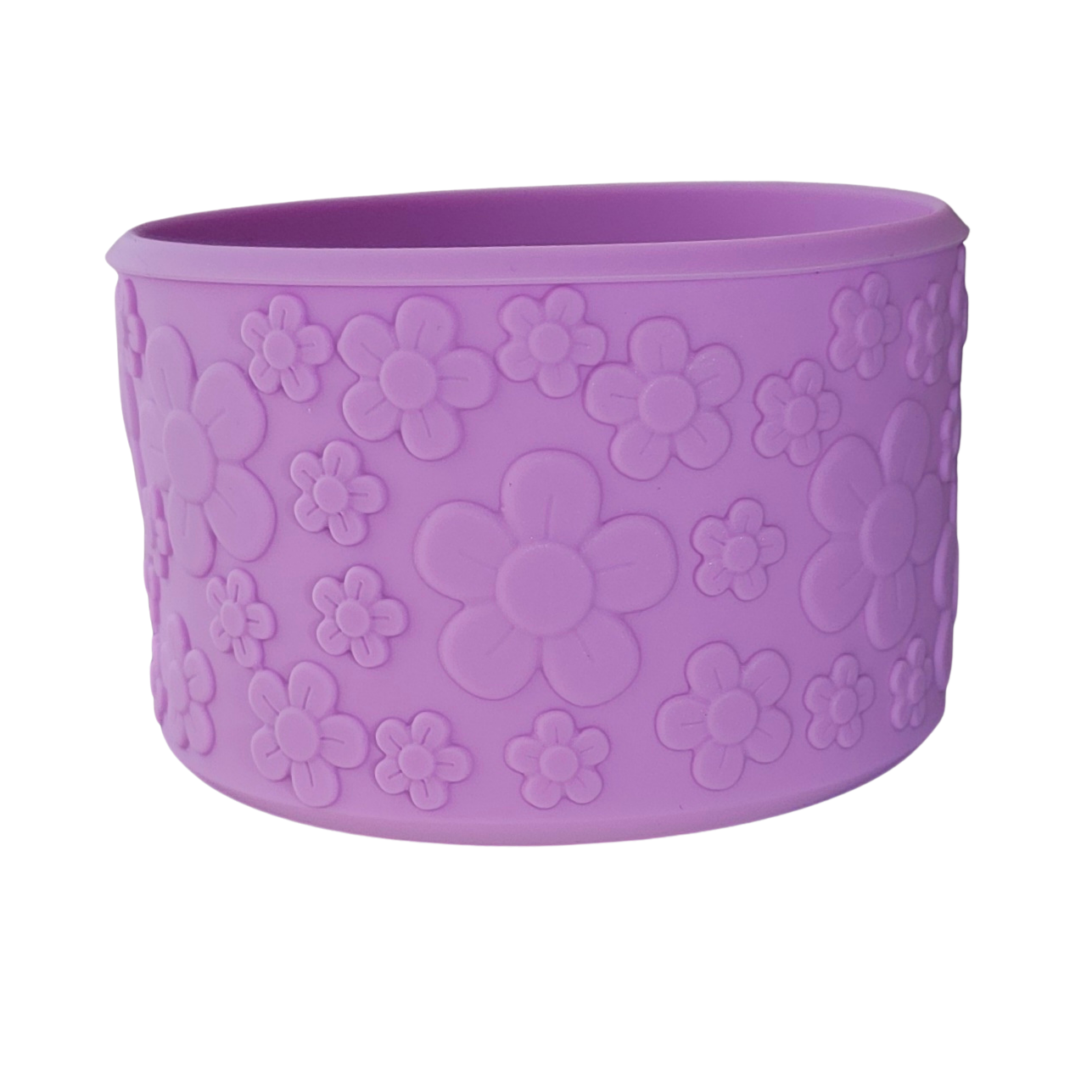 Purple Flower Textured Silicone Tumbler Boot. 