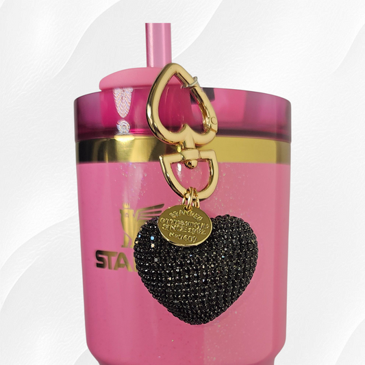Glitter Black and Gold heart charm