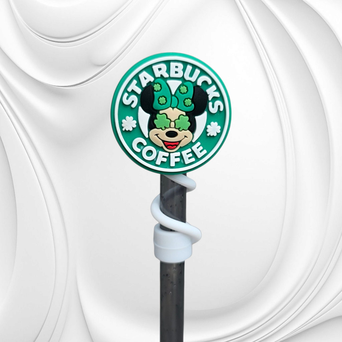 St. Patrick's Day Starbucks Minnie Mouse 8mm Silicone Straw Topper. 