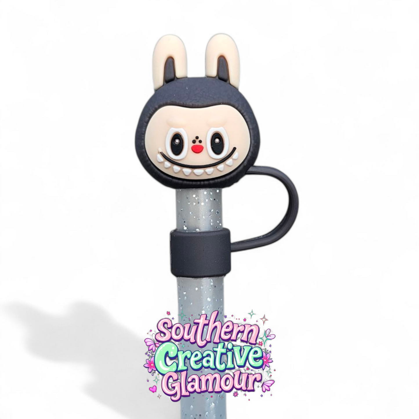 Black Labubu inspired 3D 10mm Straw Toppers by Southern Creative Glamour 
