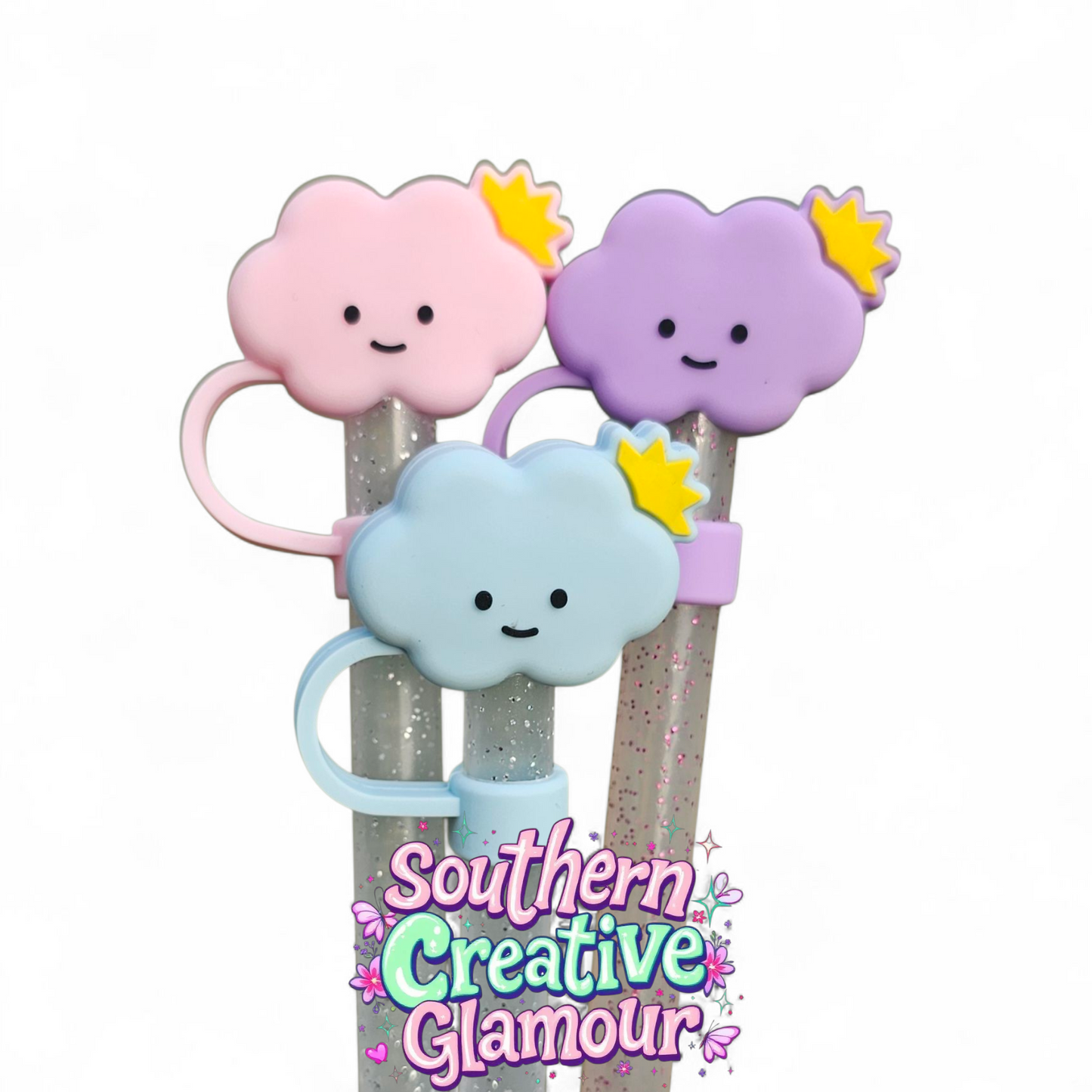 Princess Cloud 3D Silicone 10mm Straw Toppers by Southern Creative Glamour 