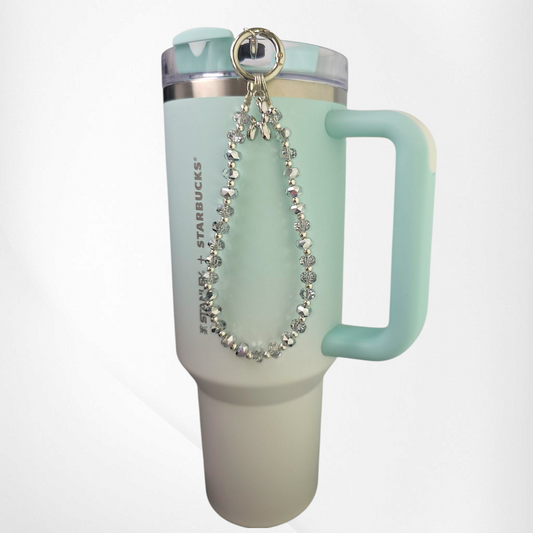 Mirror Silver and clear Crystal Beaded Balloon Dog Tumbler Charm