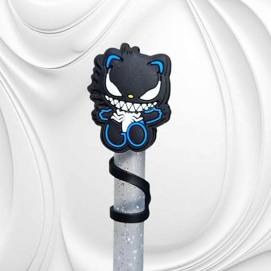 Blue Venom Hello Kitty inspired Halloween Silicone Straw Topper. 