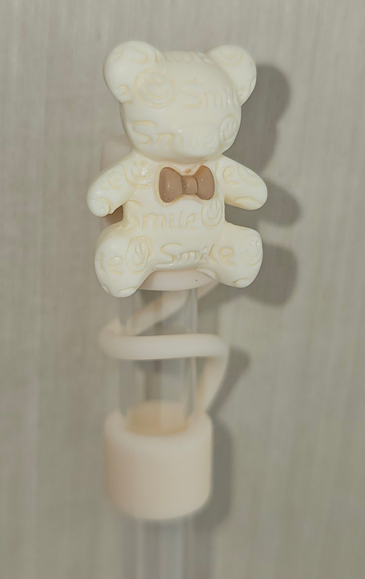 Light brown cream Teddy Bear Silicone Straw Topper  - Straw Cover  - Straw Cap. Gummy Bear Straw Topper. 