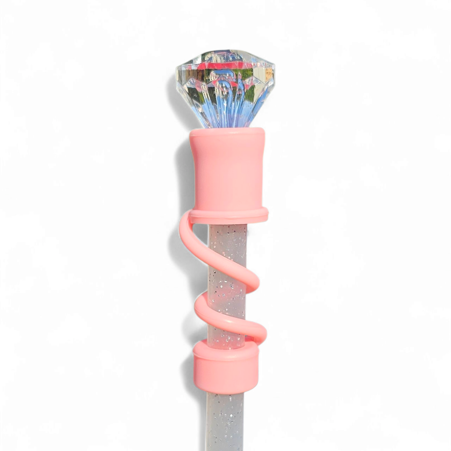 Clear Diamond 3D Silicone 10mm Straw Topper by Southern Creative Glamour 