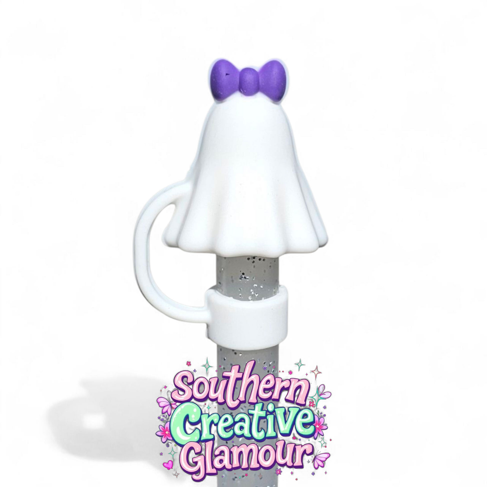 Girly Ghost 3D Silicone 10mm Straw Toppers by Southern Creative Glamour 
