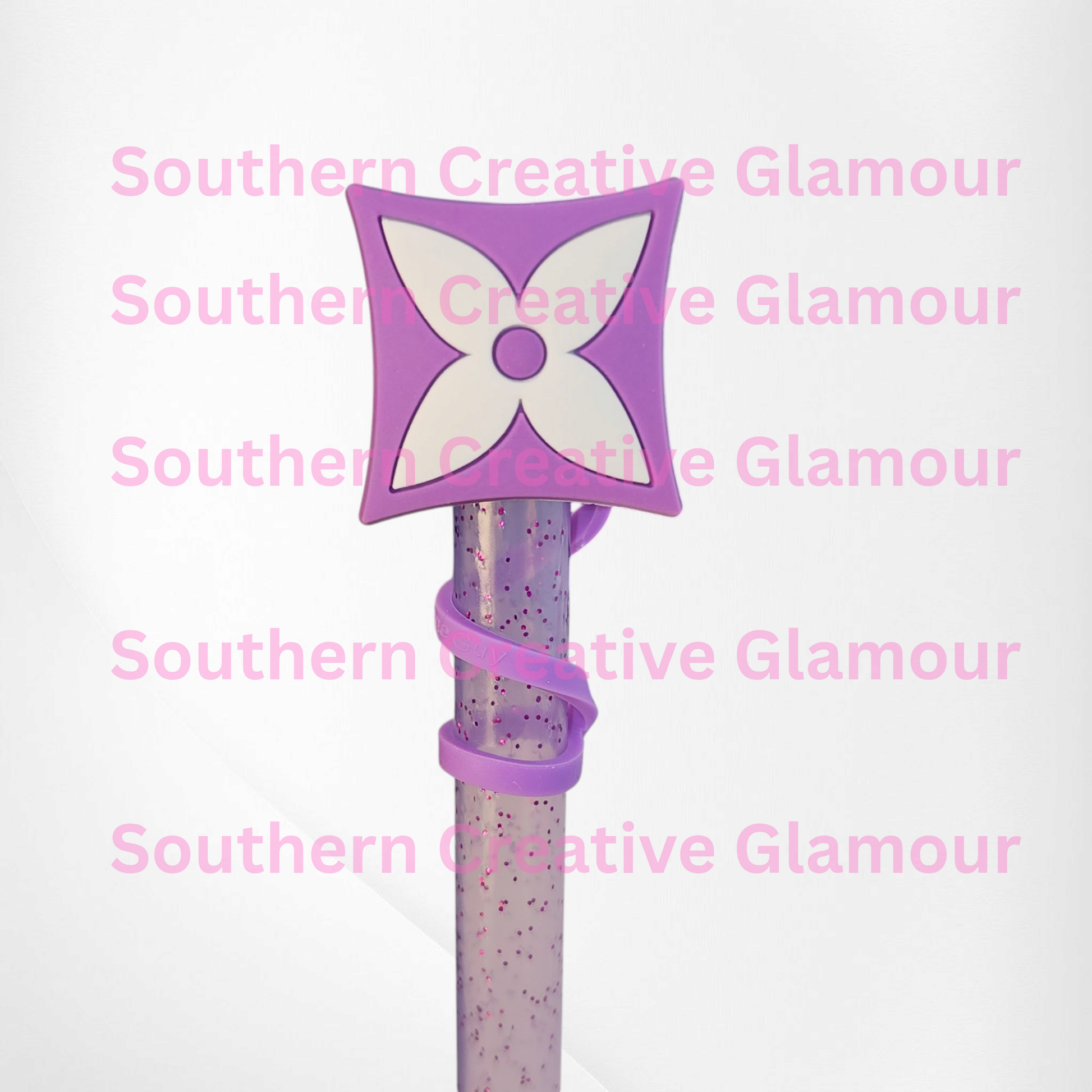 Purple and White Fashion LV Silicone Straw Topper  - Straw Cover. Not a branded item. 