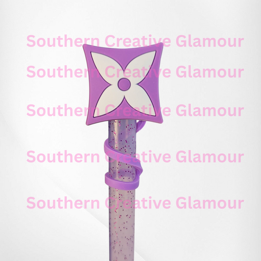 Purple and White Fashion LV Silicone Straw Topper  - Straw Cover. Not a branded item. 