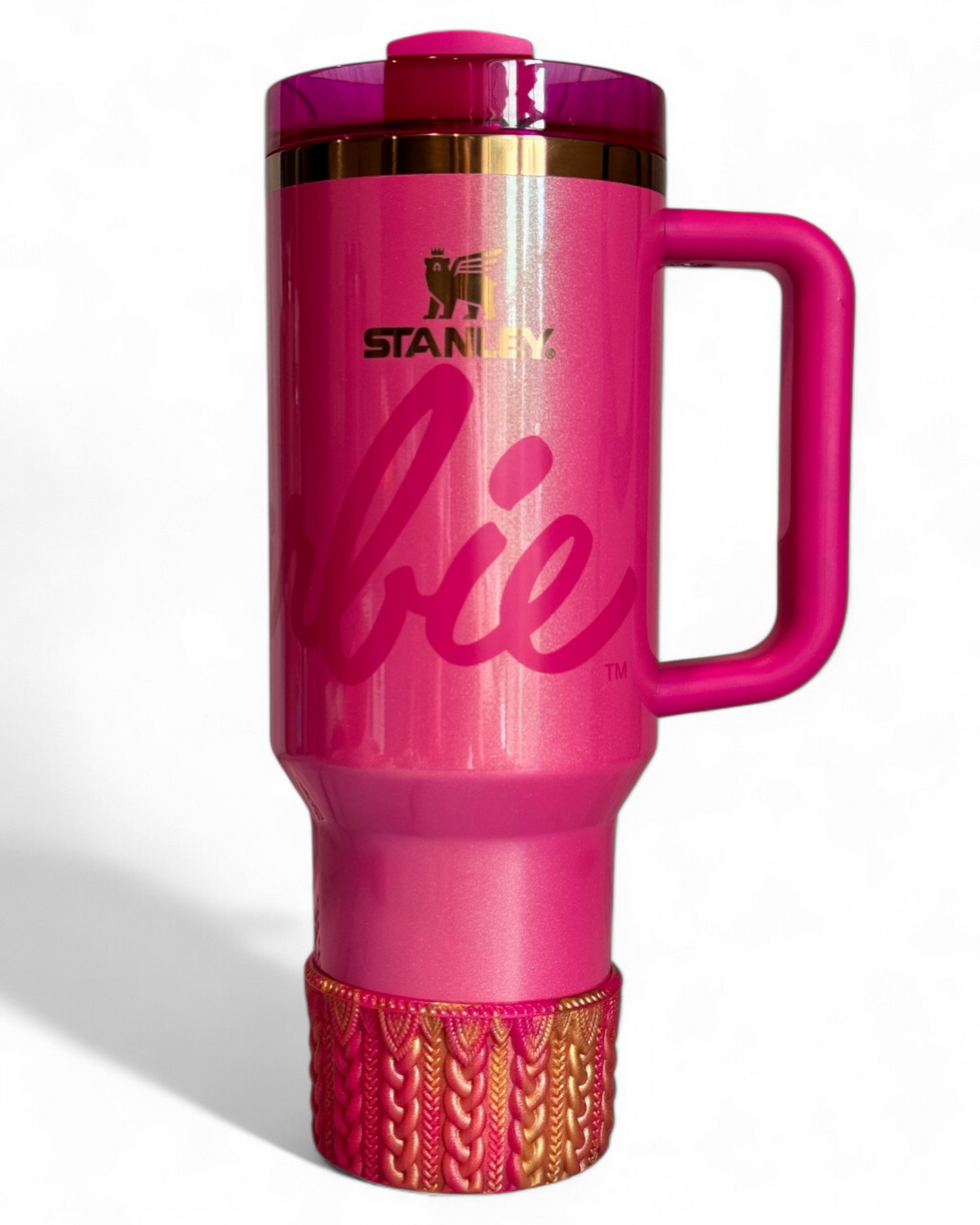 Dynamite Remix Pink & Gold Shimmer Macrame Silicone Tumbler Boot
