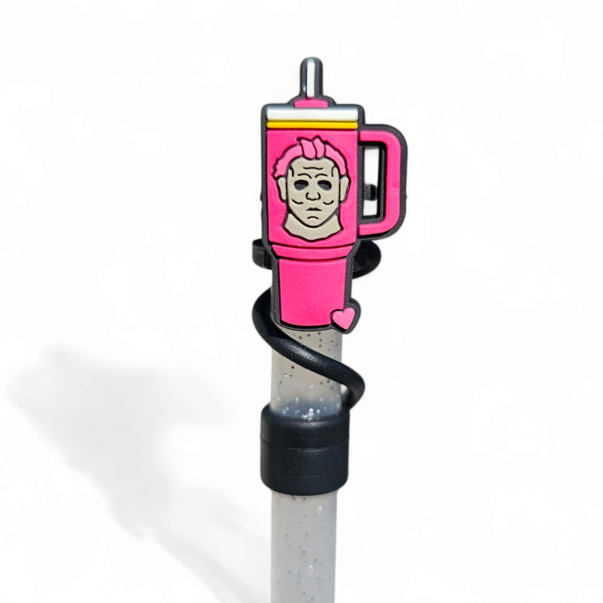 Pink Michael Myers 10mm Silicone Straw Topper 