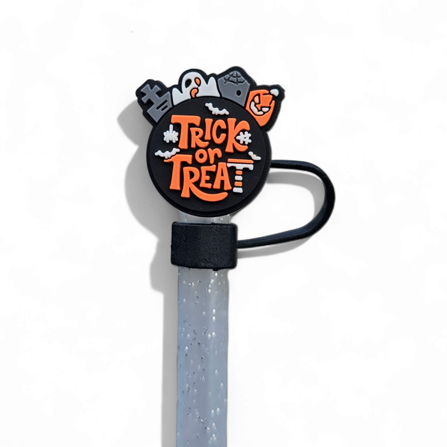 Trick or Treat Halloween Silicone 10mm Straw Topper 