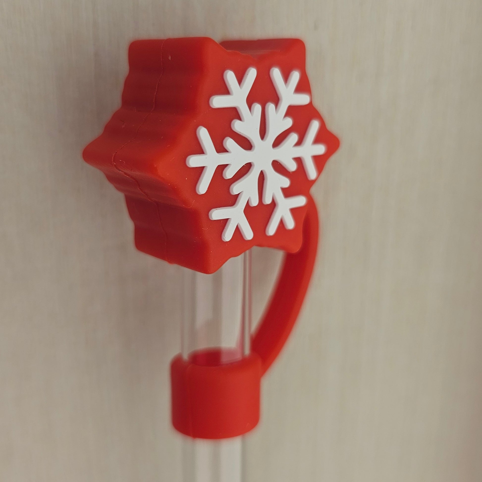 Holiday Red and White 3D Silicone Straw Topper  - Straw Cover 