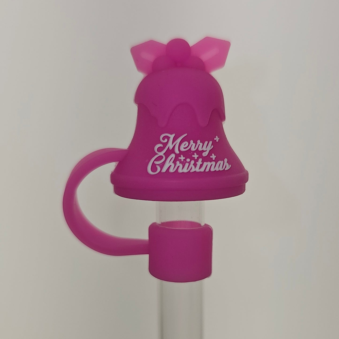 Christmas Bell Silicone Straw Topper  - Pink