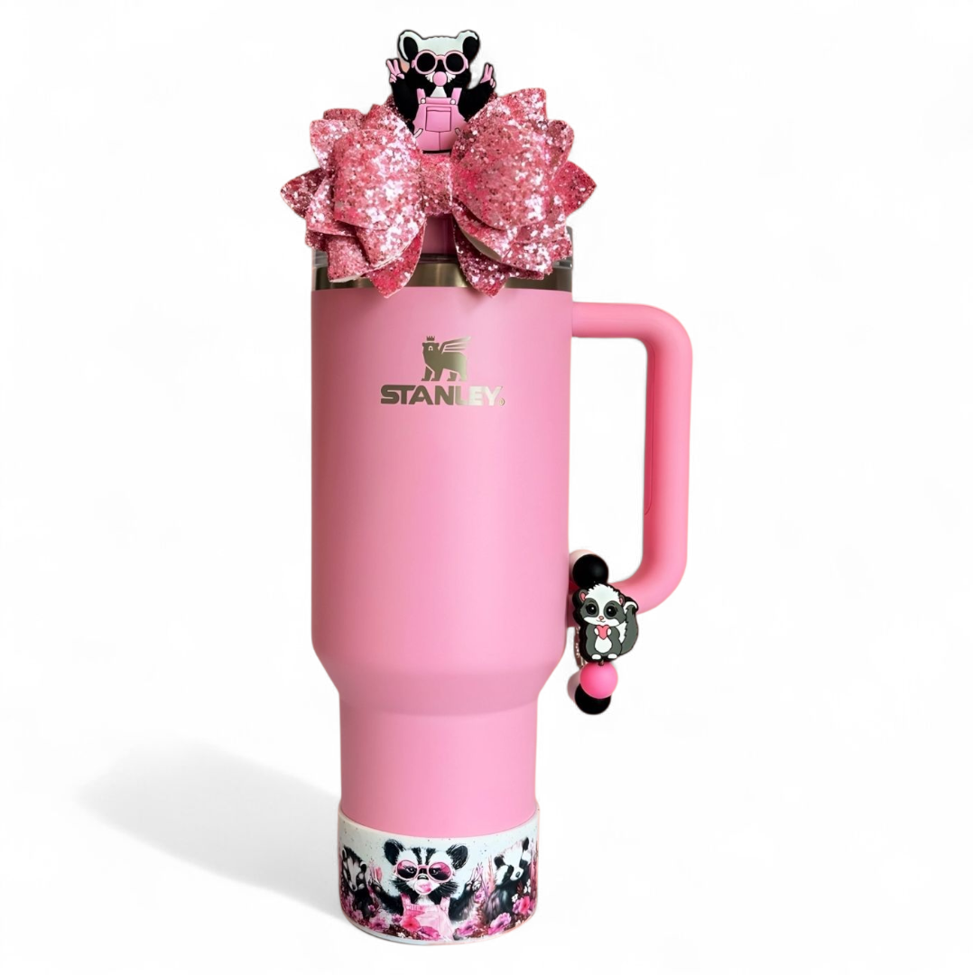 Skunk Tumbler Boot -fits 20-40oz on Antique Pink Stanley Tumbler 