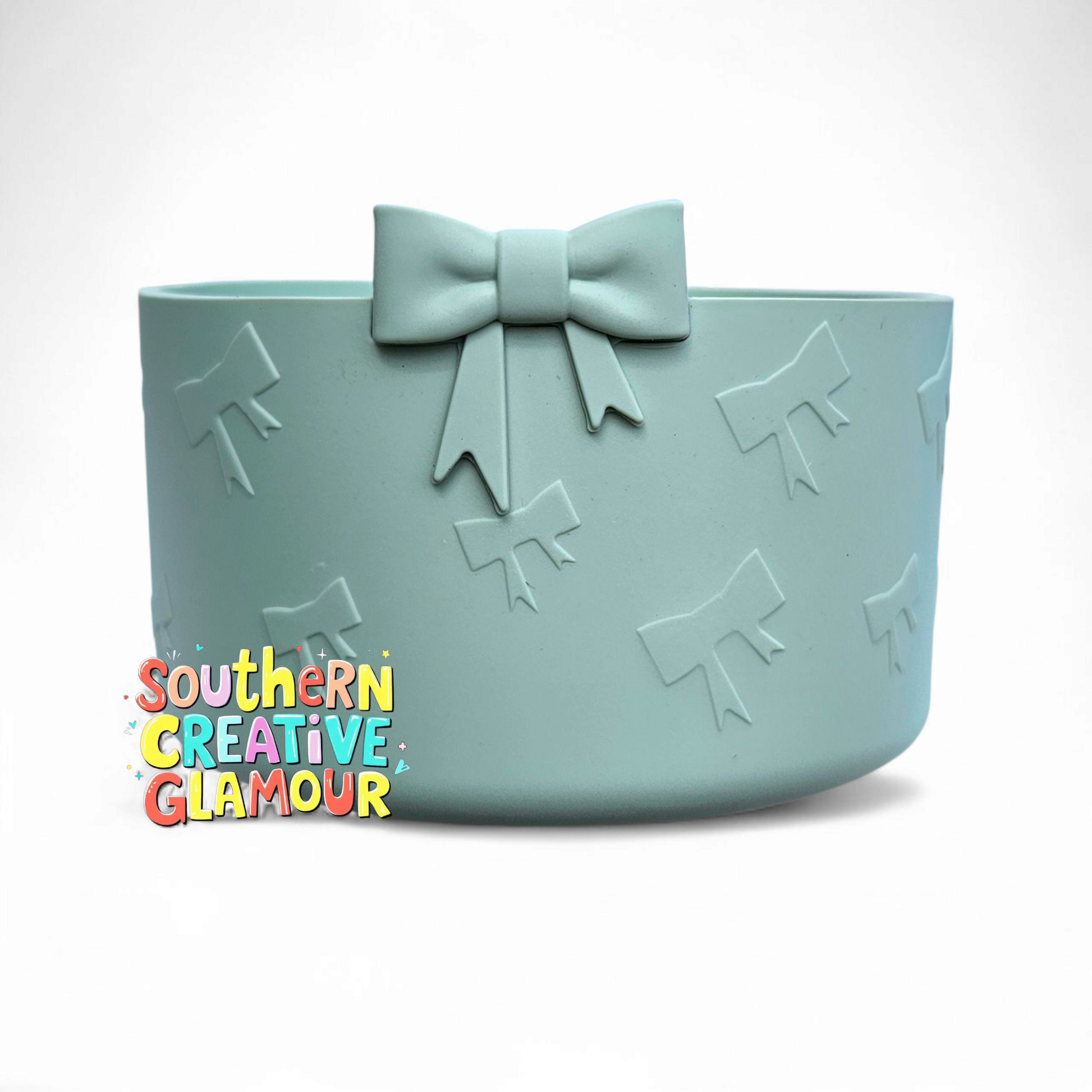 Pale Green 3D Bow Silicone Tumbler Boot by Southern Creative Glamour 
