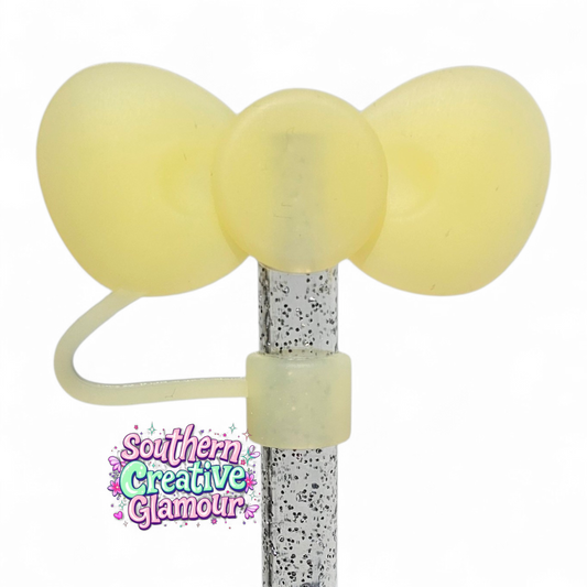 Butter Yellow 3D Bow Silicone Straw Topper | Fits 10mm Straws